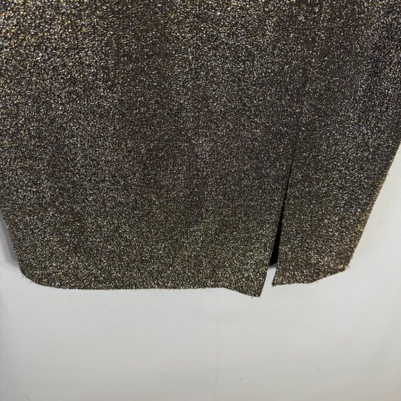Vince Camuto One Shoulder Glitter Knee Length Dress Womens 12 Gold Slit Cocktail - Picture 8 of 14